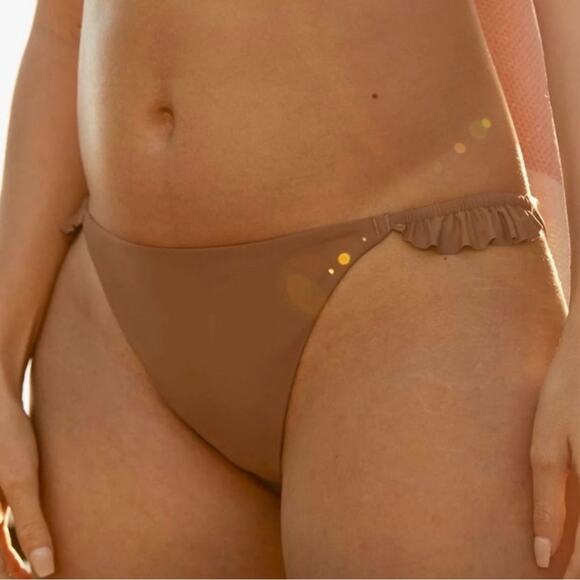 NWT Aerie Brown Ruffle Bikini Bottoms M – Full Coverage Swimwear - Picture 1 of 5